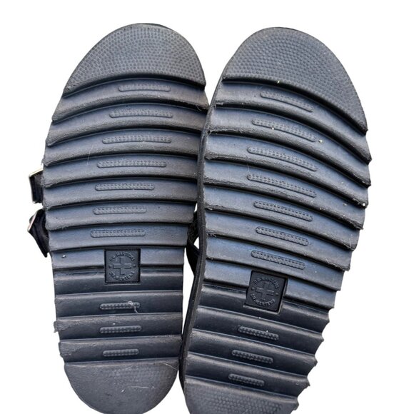 Dr. Martens Blaire Black Leather Slide Sandals Size 7 Triple Strap & Buckles - Picture 10 of 13